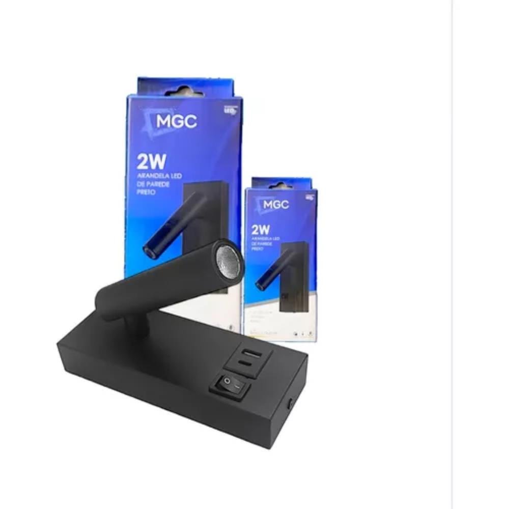 Arandela Led De Parede Ubs Preto 2W