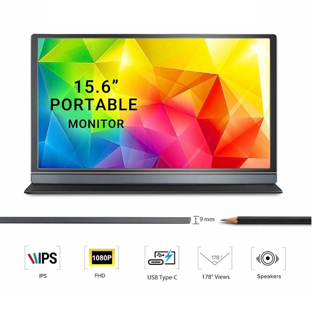 Monitor Portátil LOG 15,6" Full HD LED IPS Hdmi Tipo-C Preto 156H1