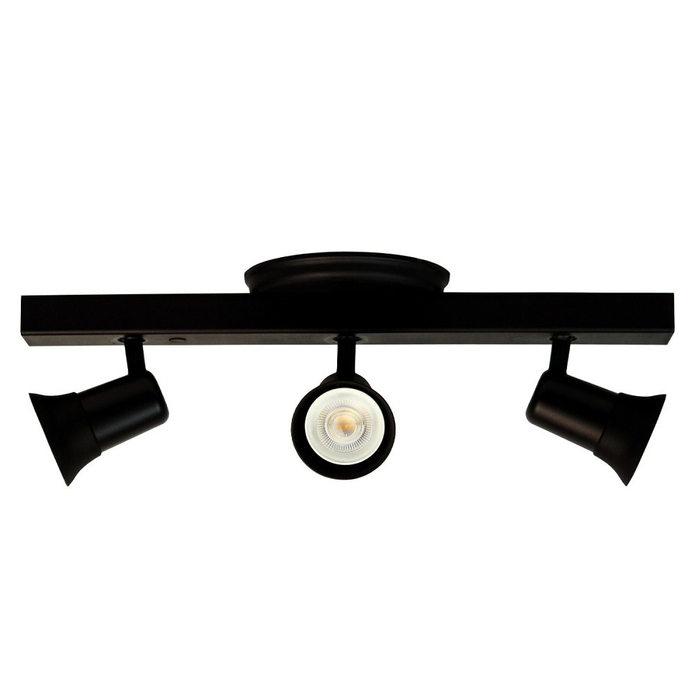 Spot Trilho Triplo Dicroica Ilux Com Canopla GU10 Preto