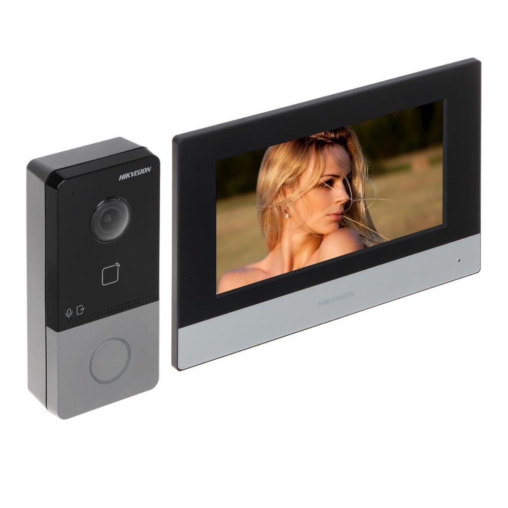 Kit Video Porteiro Hikvision DS-KIS603-P(C), 2MP, Tela, 7", 1024, Wi-fi
