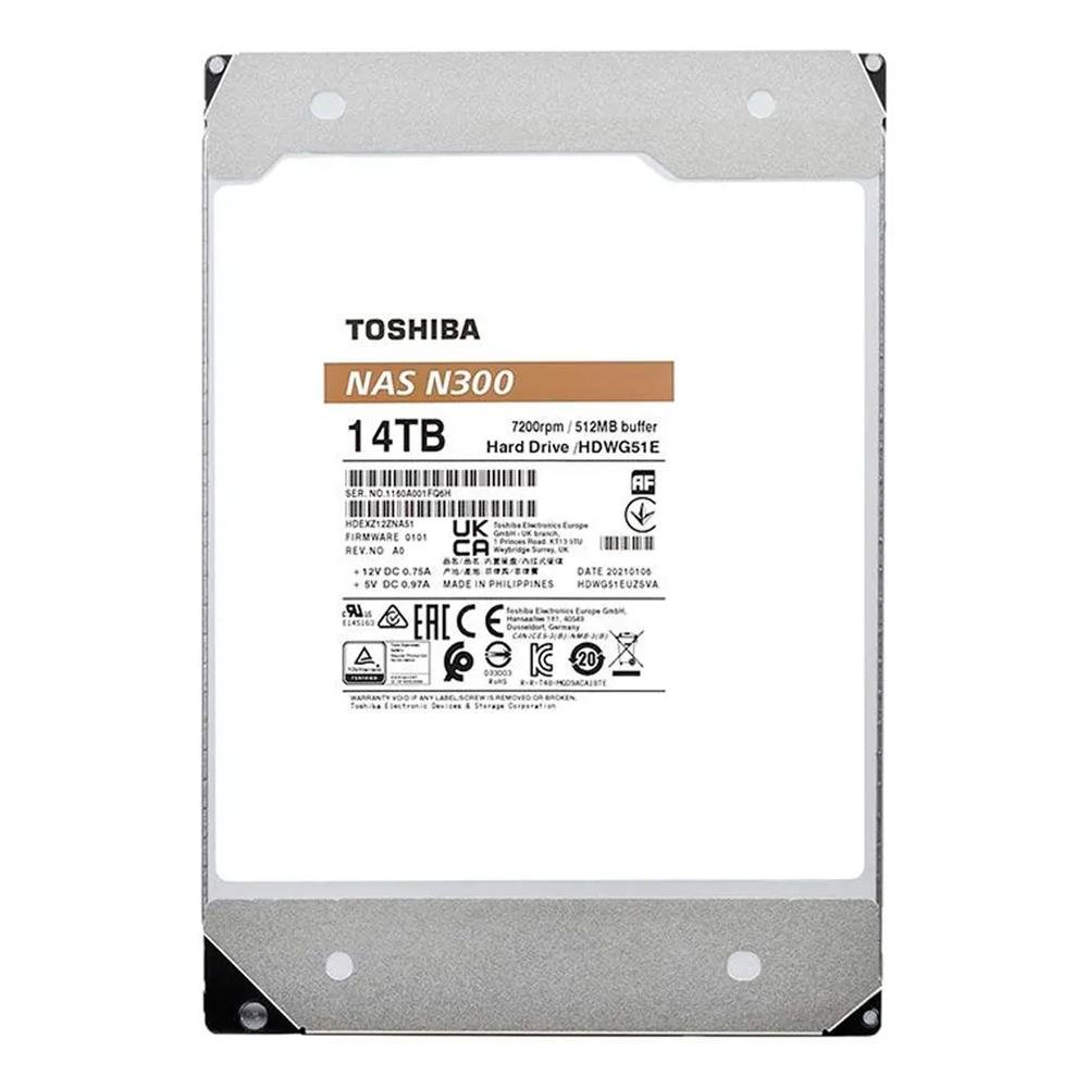 HD Interno Toshiba 14TB 3,5 N300 NAS - HDWG51EXZSTA