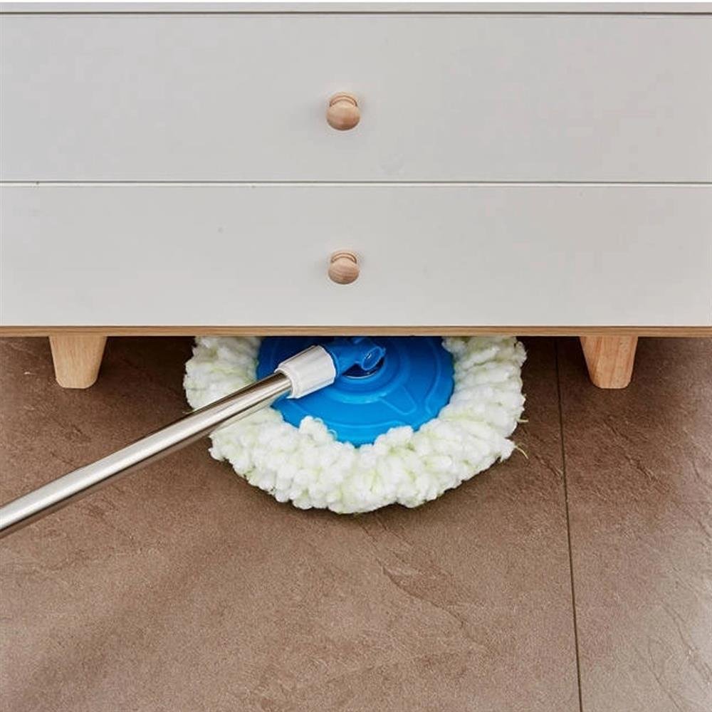 Esfregão Mop 123Cm Balde Centrifuga Inox/Plástico c/ Refil Profissional 360