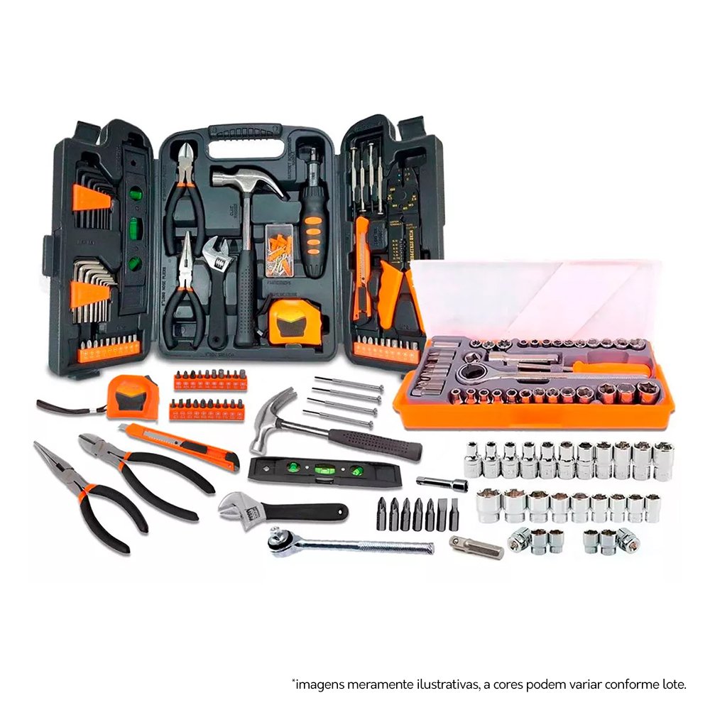 Kit Maleta De Ferramentas e Chave Completa 169 Peças Fortt Preto ...