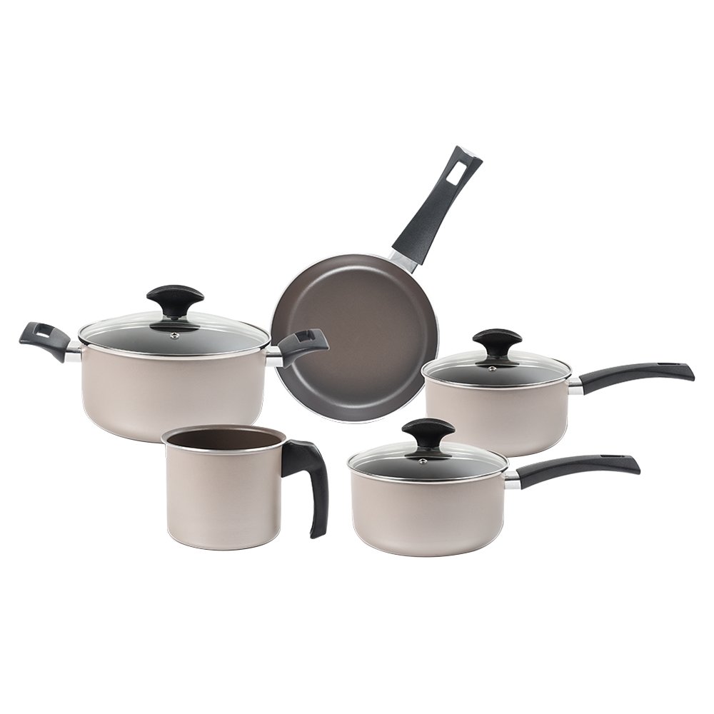 Jogo De Panela Brinox Ceramic Life - Alumínio, Revestimento Cerâmico, Essence Champagne, 5 Peças