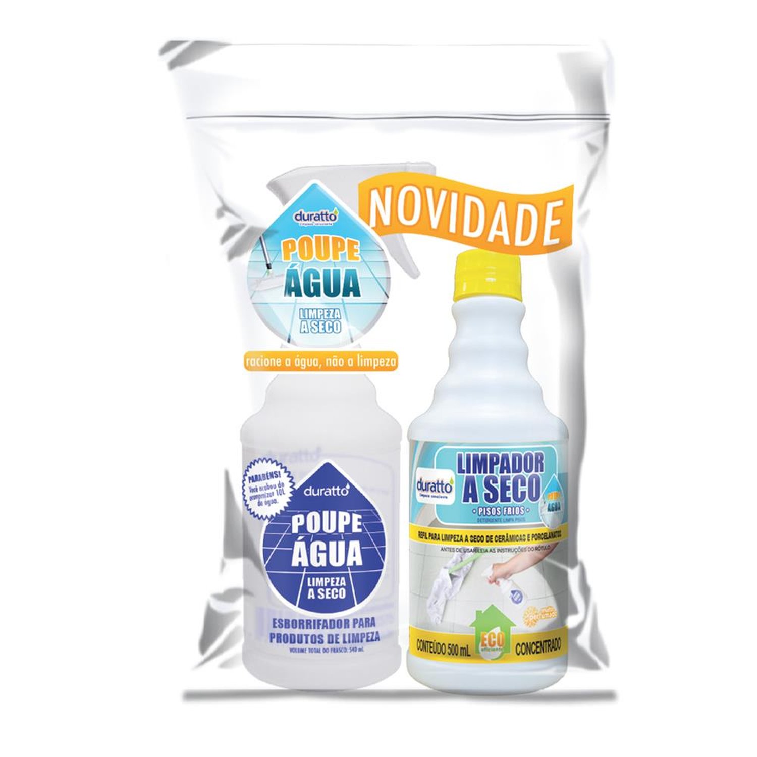 Combo Poupe Água - Limpeza a Seco - Pisos Frios 500ML (Emb. contem 03pct. Do combo)