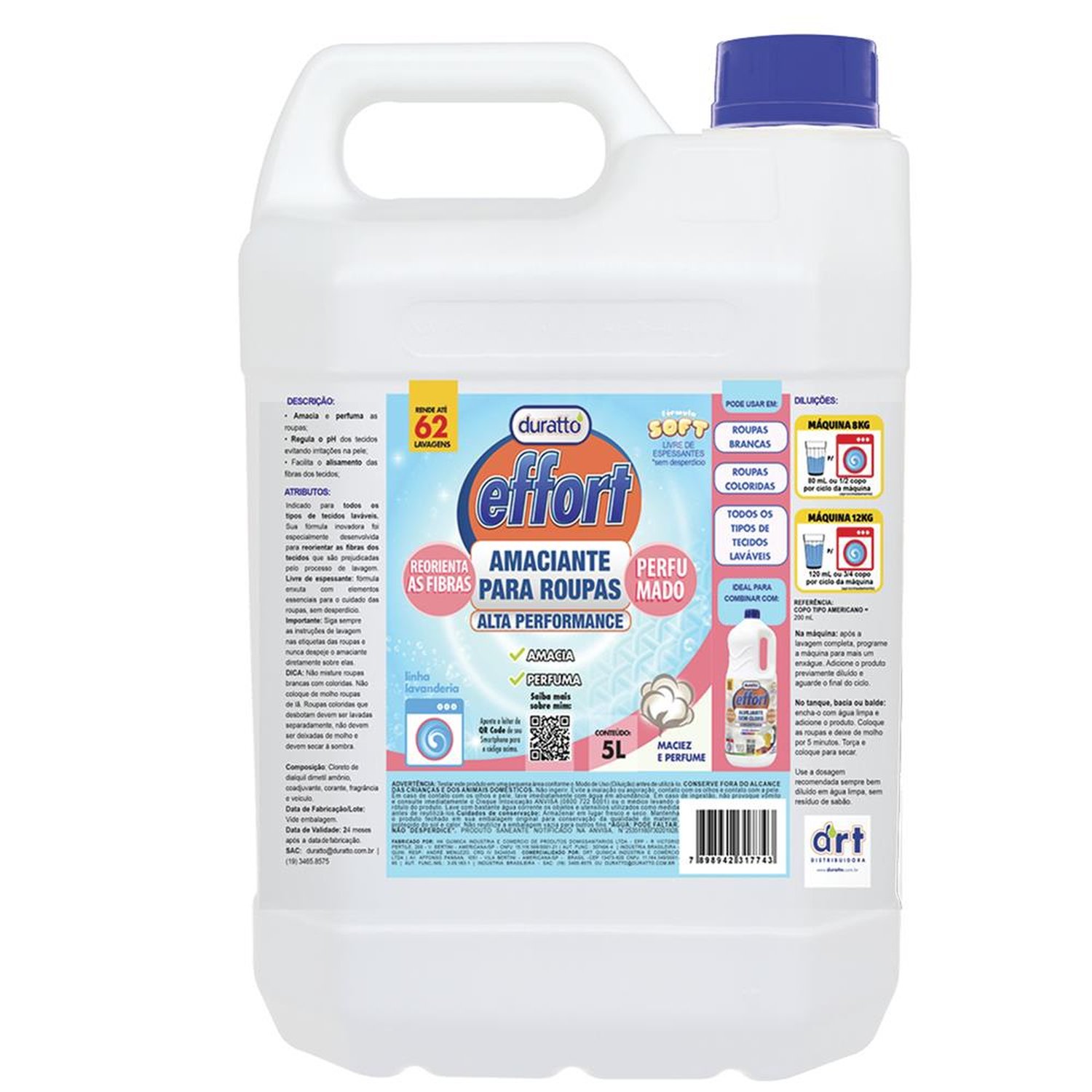 Amaciante para Roupas Effort 5L (Emb. contem 04un. de 5L)