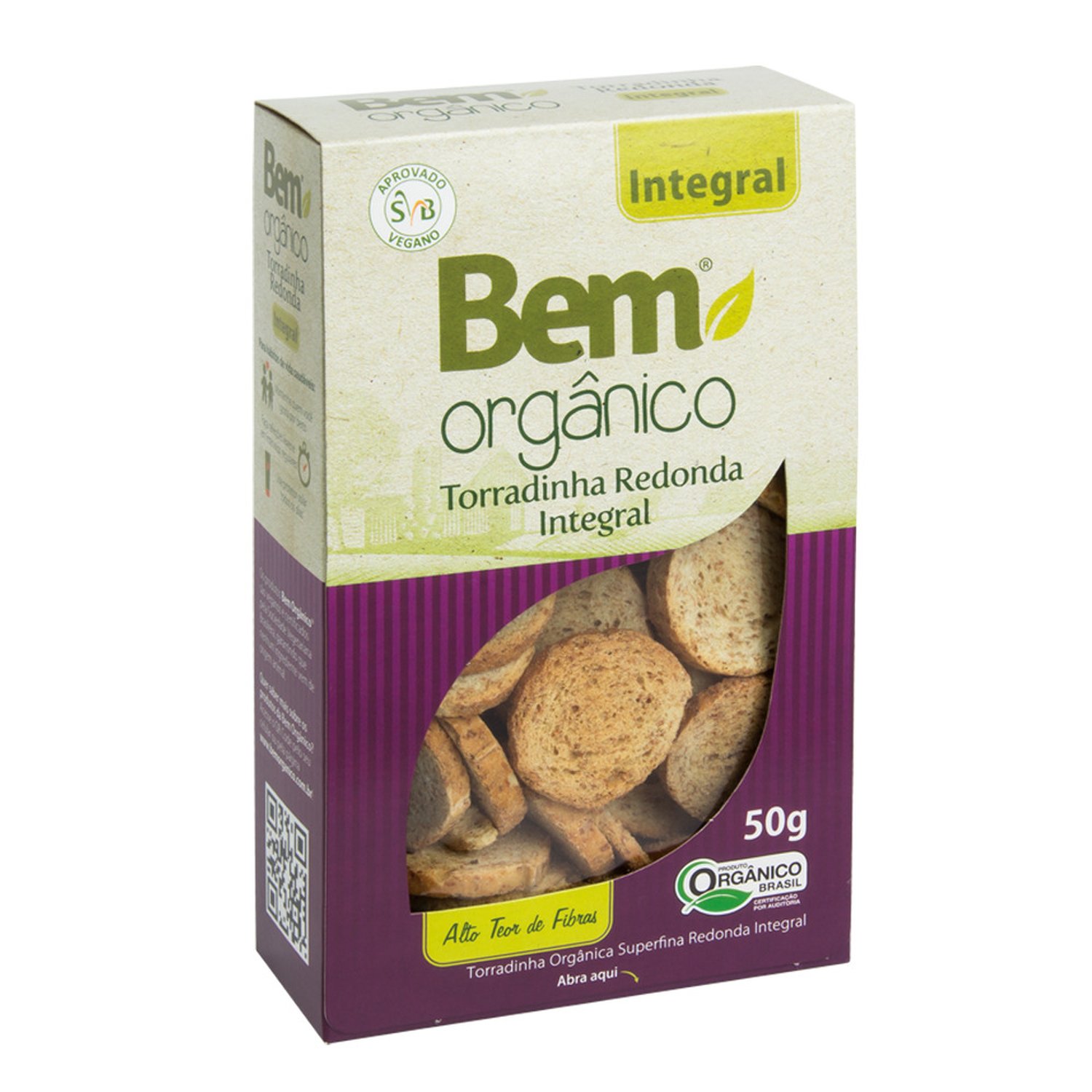 Torrada Bem Orgânico Integral Redonda 50g