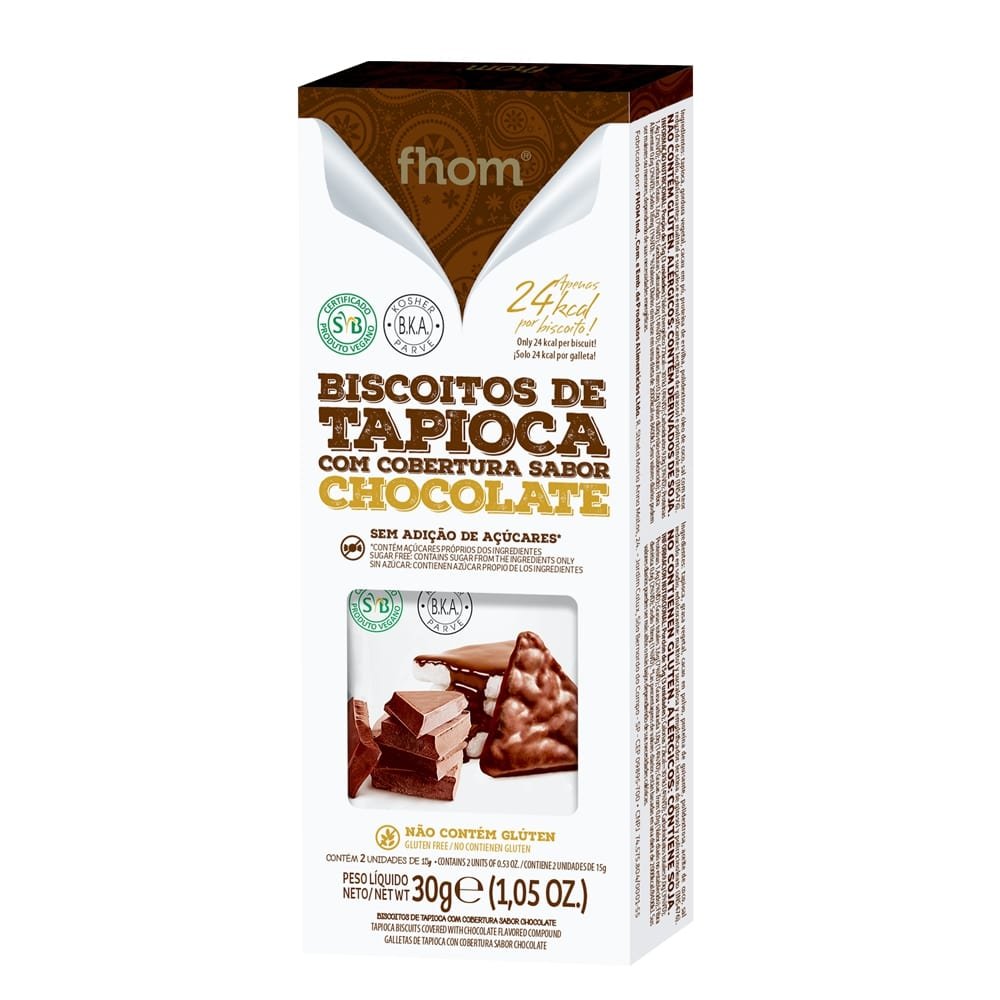 Biscoito de Tapioca Chocolate 30g - 2 unidades