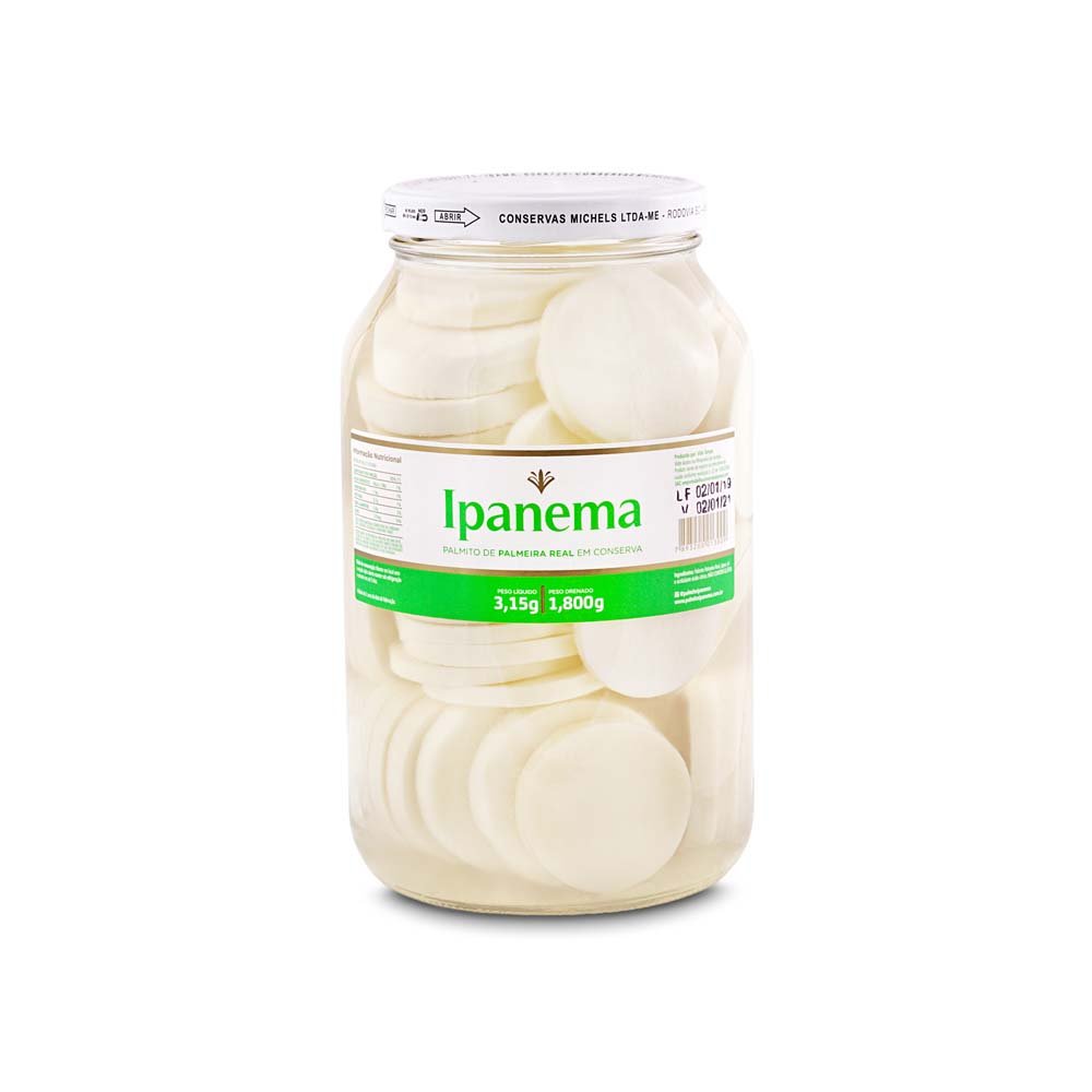 Palmito de Palmeira Real Rodela Ipanema (emb. contém 06 uni com 1800g)