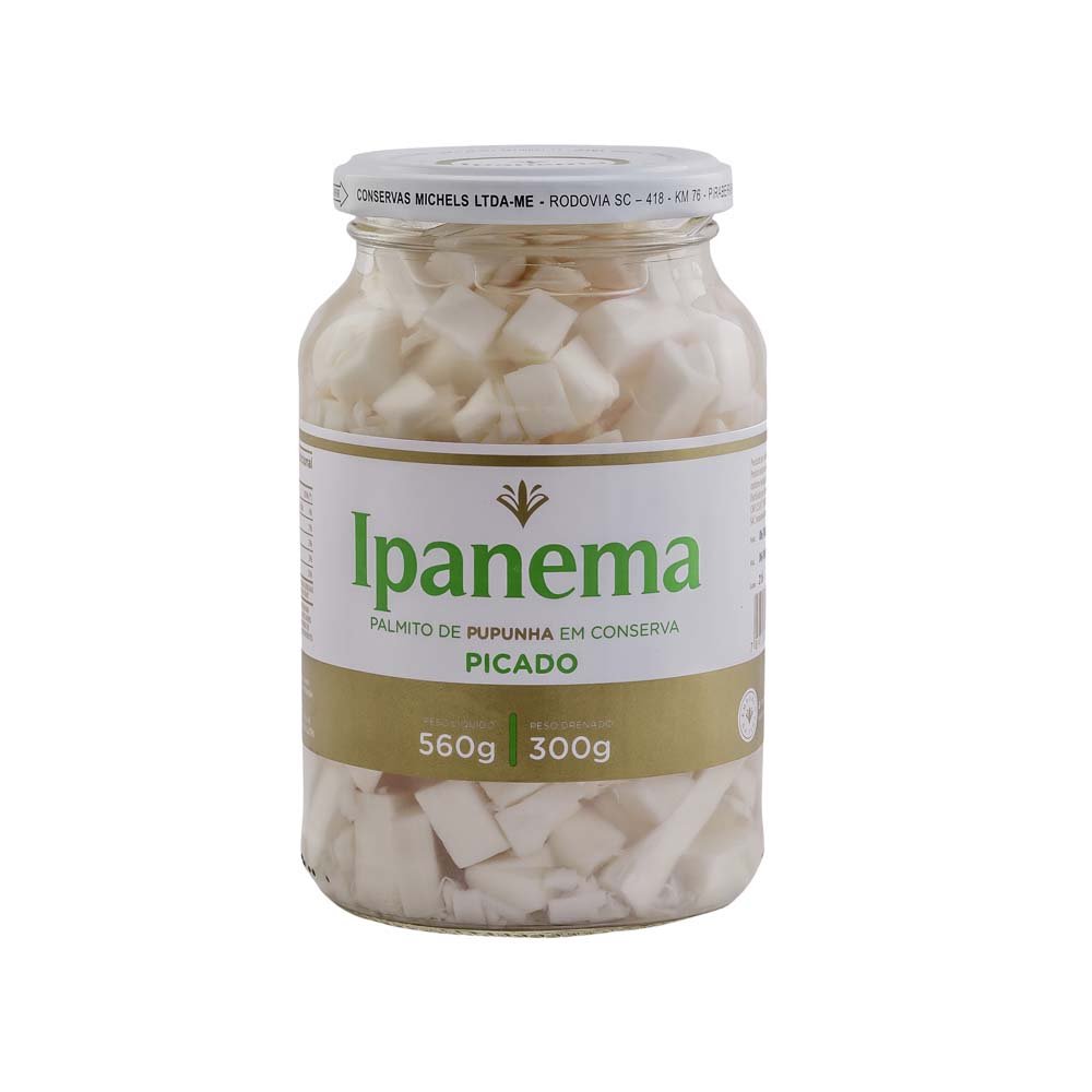 Palmito de Pupunha Picado Ipanema (emb. contém 15 uni com 560g)
