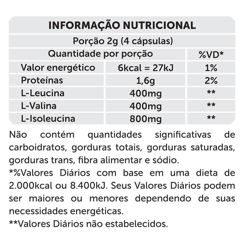 RECONSTRUÇÃO MUSCULAR BCAA EXTRA Foods 2400 100 Cáps ¿ BRNFOODS