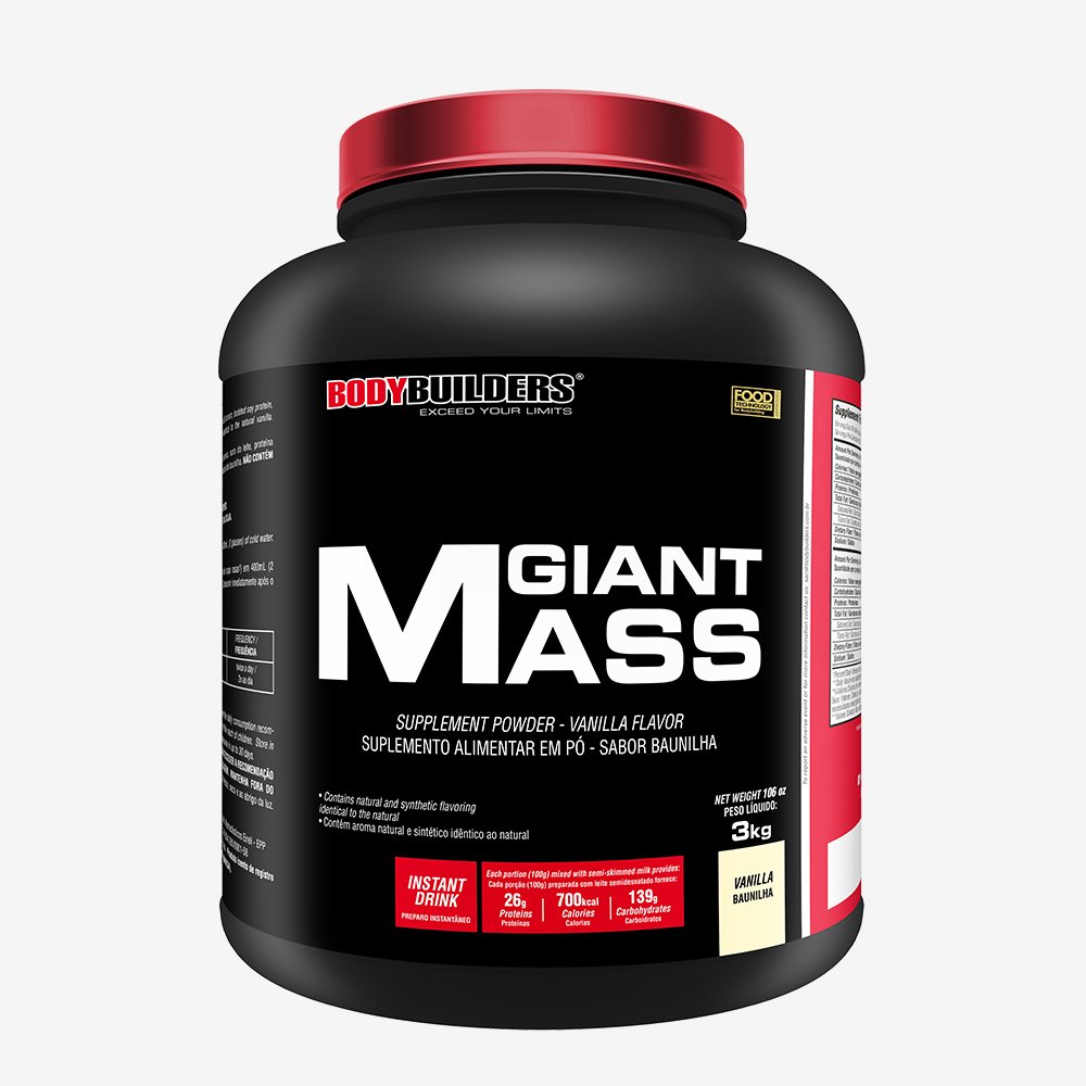 Complemento Alimentar - Whey Protein Mass 3kg Baunilha ¿ Bodybuilders