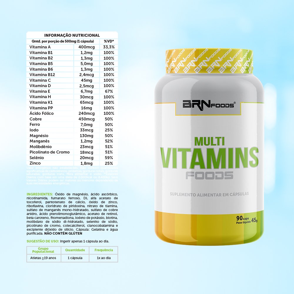 Multivitamins Foods Cabelos e Unhas 90 Cáps ¿ BRNFOODS