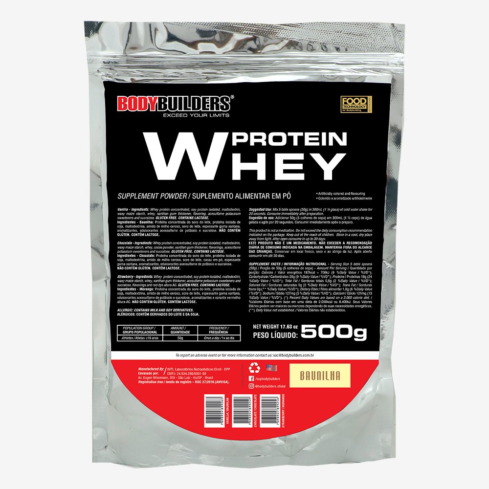 Kit Promocional Embalagem c/ 20 unid. Whey Protein 500g (Refil) Baunilha ¿ Bodybuilders