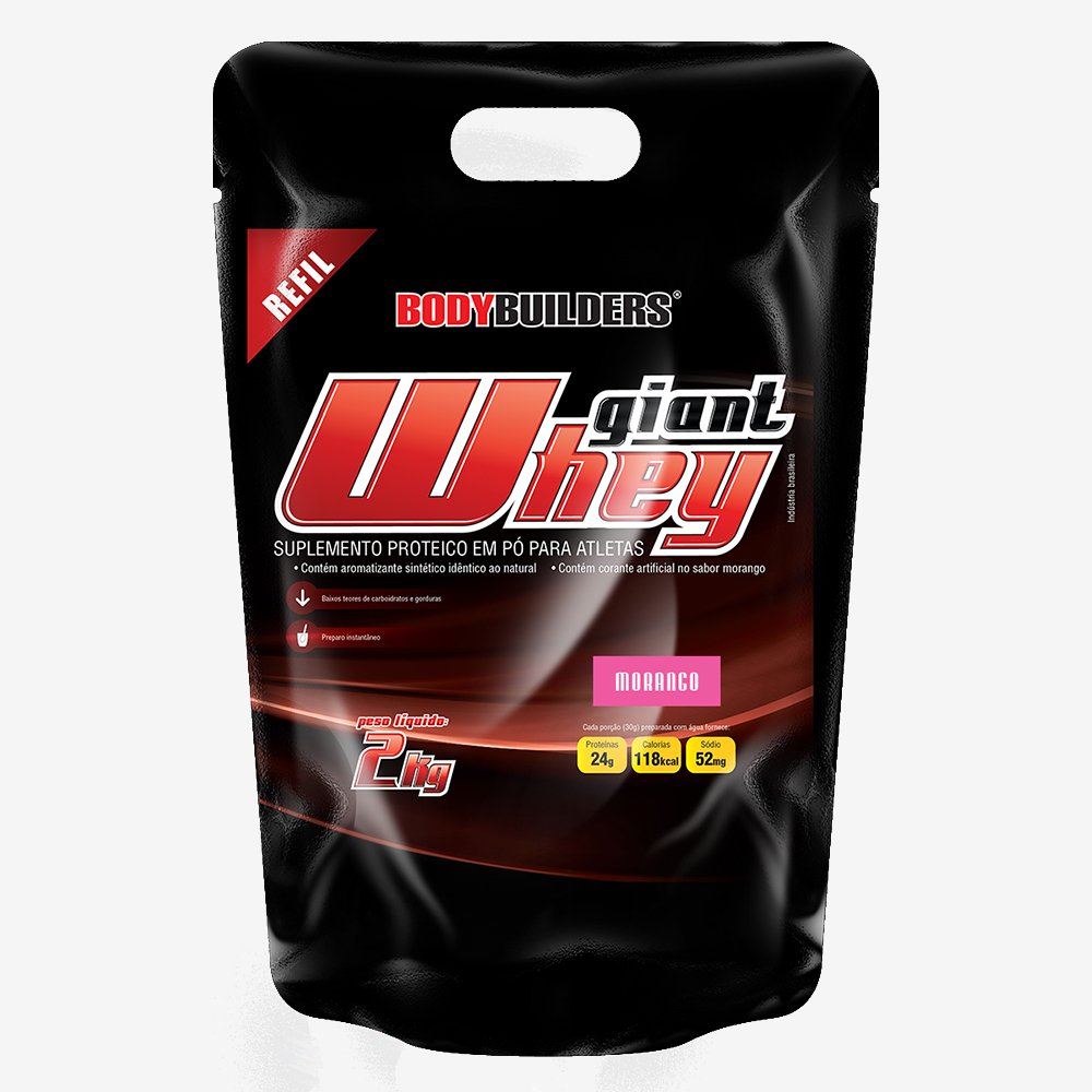 Kit Promocional Embalagem c/ 4 unid Giant Whey 2kg (Refil) Morango ¿ Bodybuilders