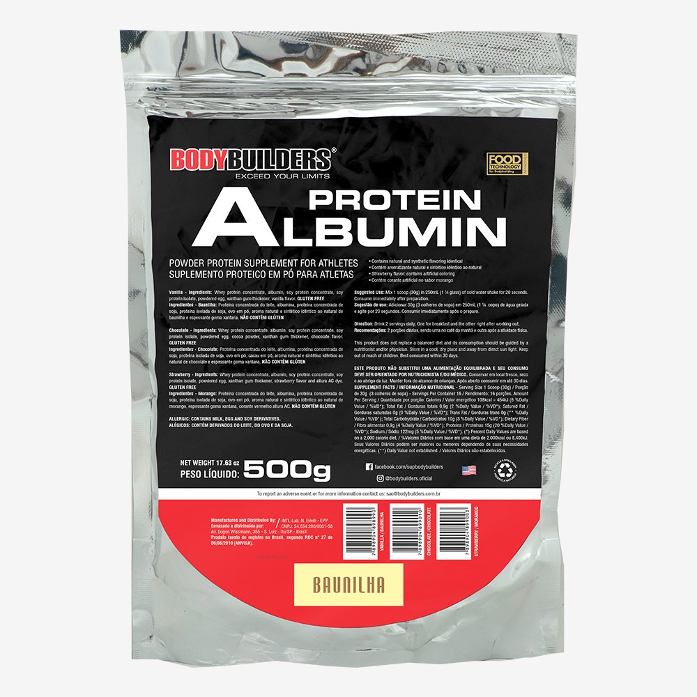 Albumina do ovo Protein 500g (Refil) Baunilha ¿ Bodybuilders