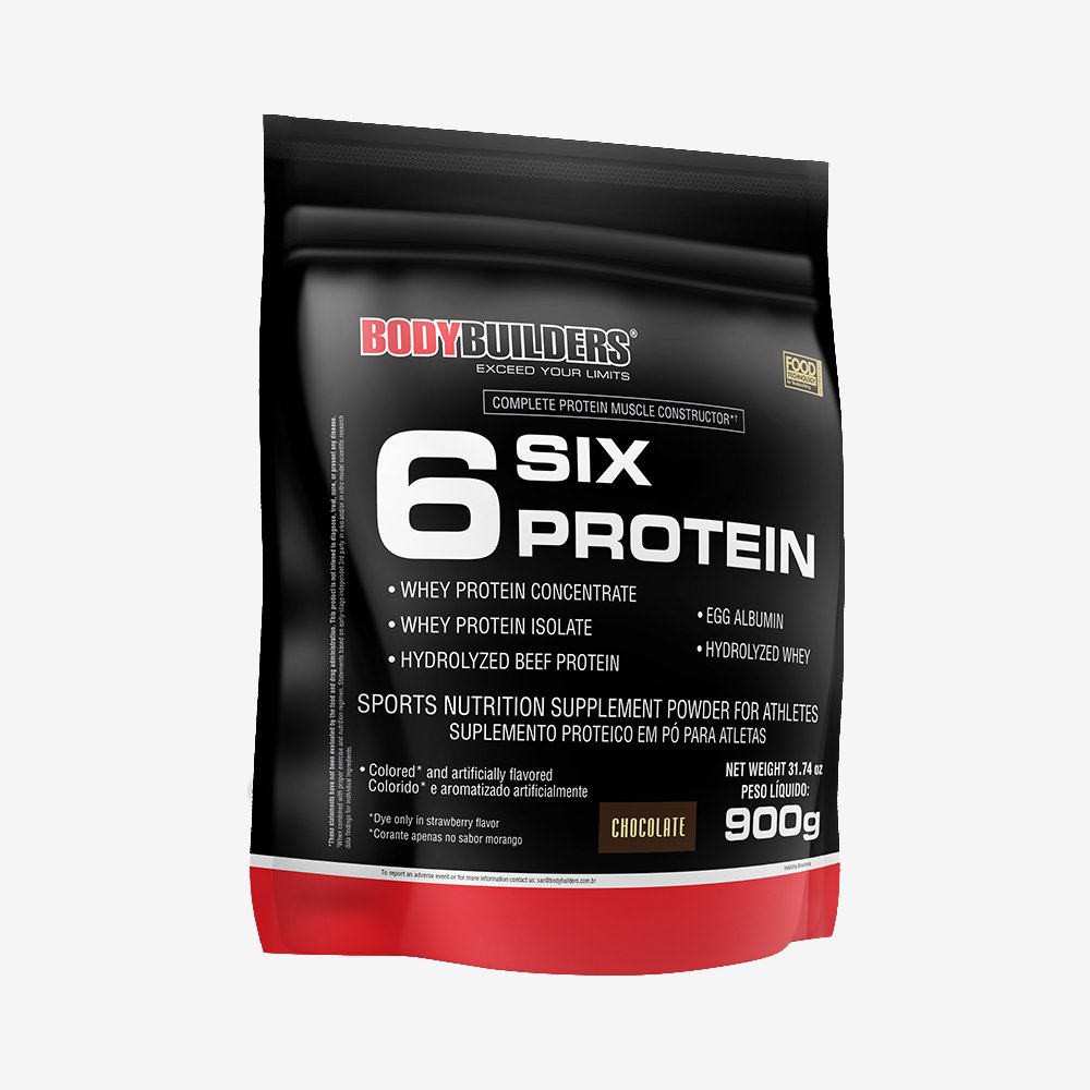Kit Promocional Embalagem c/ 10 unid 6 Six Protein 900g Chocolate ¿ Bodybuilders