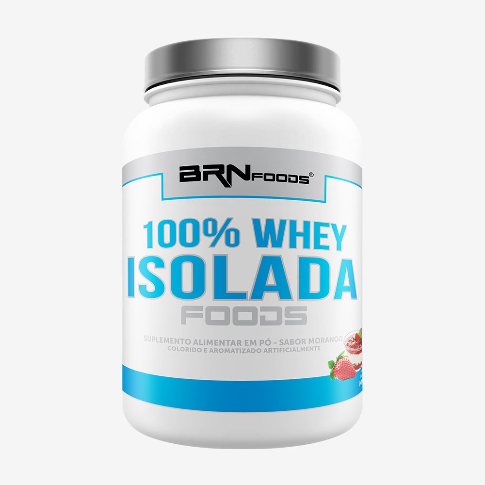 100% Whey Protein Isolada 900g Morango ¿ BRNFOODS