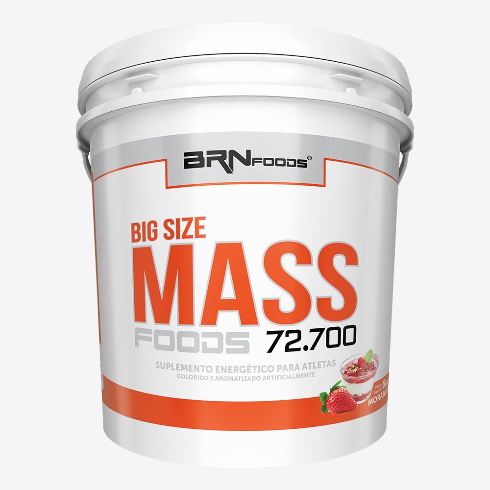 Complemento Alimentar Whey Protein Mass - Balde - 6 kg - Sabor Morango ¿ BRNFOODS