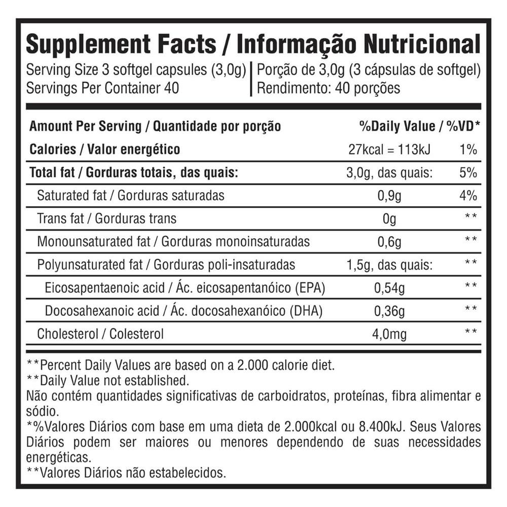 Ômega - 3 TRIPLE OMEGA - 120 Cápsulas - Bodybuilders