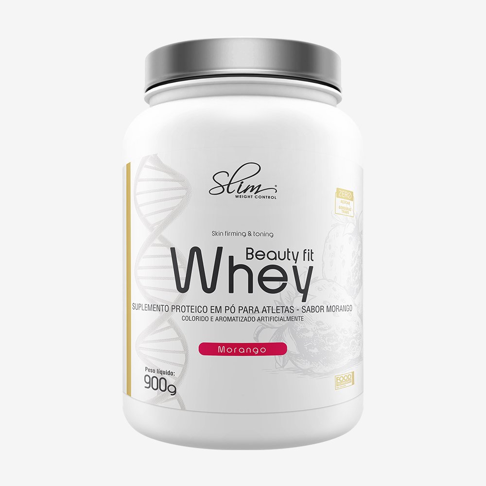 Kit Promocional Embalagem c/ 6 unid BEAUTY FIT WHEY PROTEIN 900GR - SLIM MORANGO