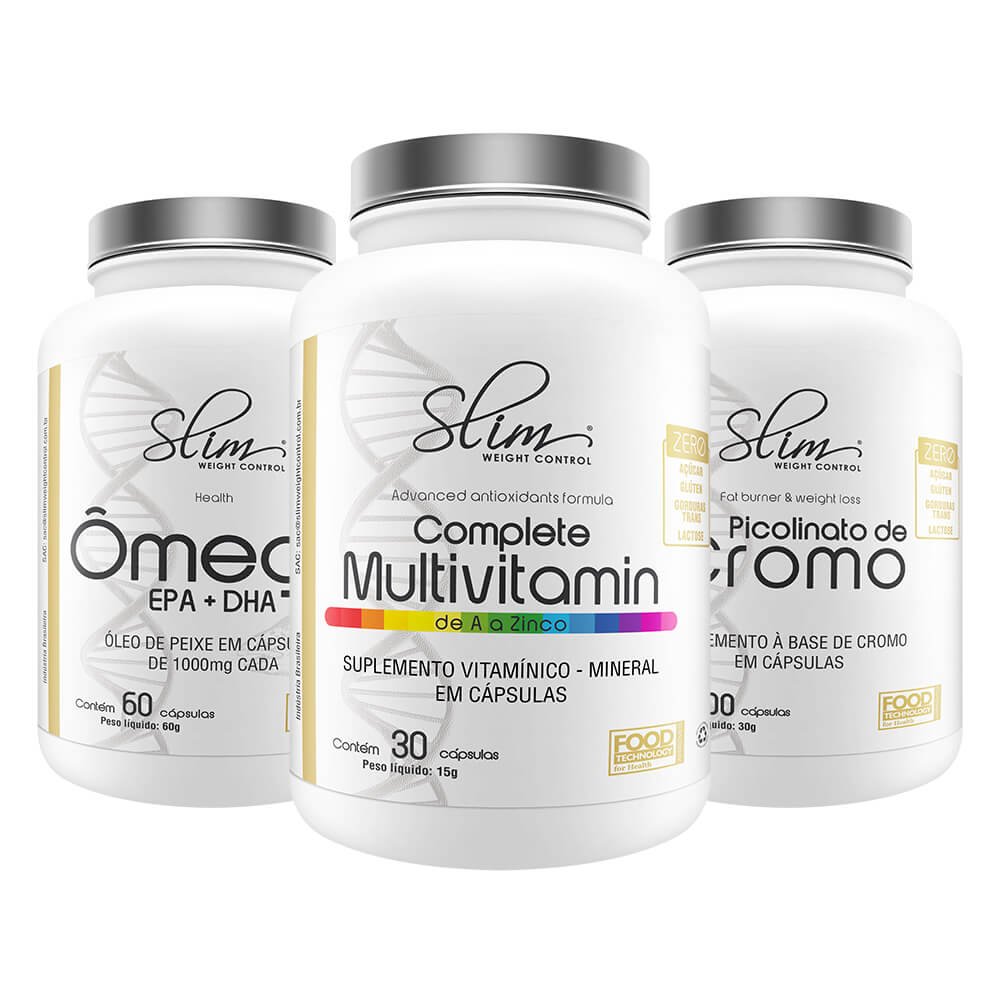 Kit Omega 3 + Polivitaminico + Picolinato de Cromo