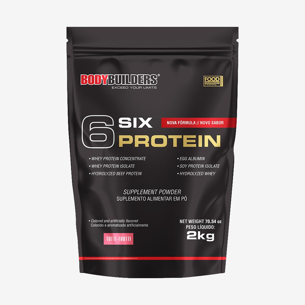 Kit Promocional Embalagem c/ 4 unid 6 Six Protein 2kg Tutti-Frutti ¿ Bodybuilders