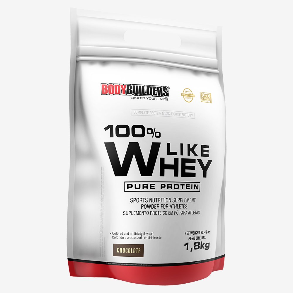Kit Promocional Embalagem c/ 4 unid100% Like Whey Pure Protein 1,8kg Chocolate ¿ Bodybuilders