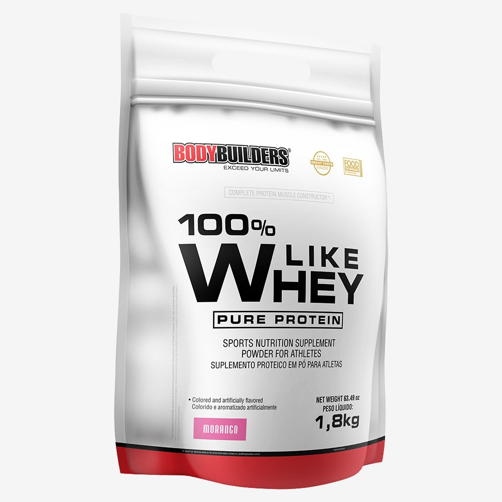 100% Like Whey Pure Protein 1,8kg Morango ¿ Bodybuilders