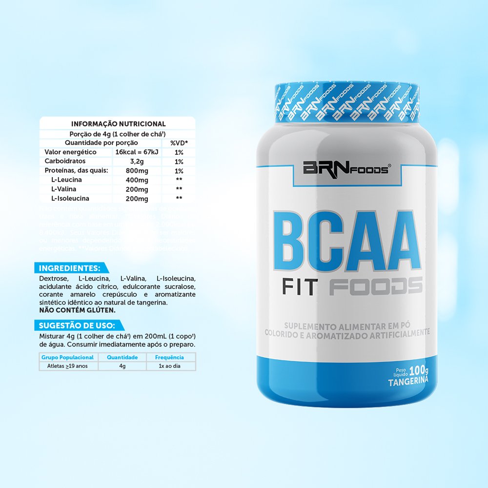 Kit Promocional Embalagem c/ 12 unid RECONSTRUÇÃO MUSCULAR BCAA EXTRA FIT FOODS - 100 gr ¿ BRNFOODS