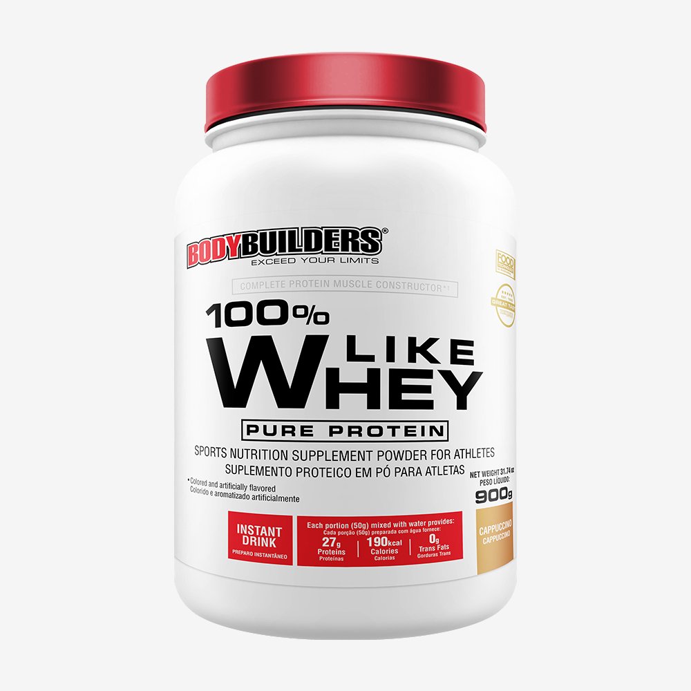 Kit Promocional Embalagem c/ 6 unid 100%PURA DO LEITE LIKE WHEY PROTEIN 900g CAPPUCCINO