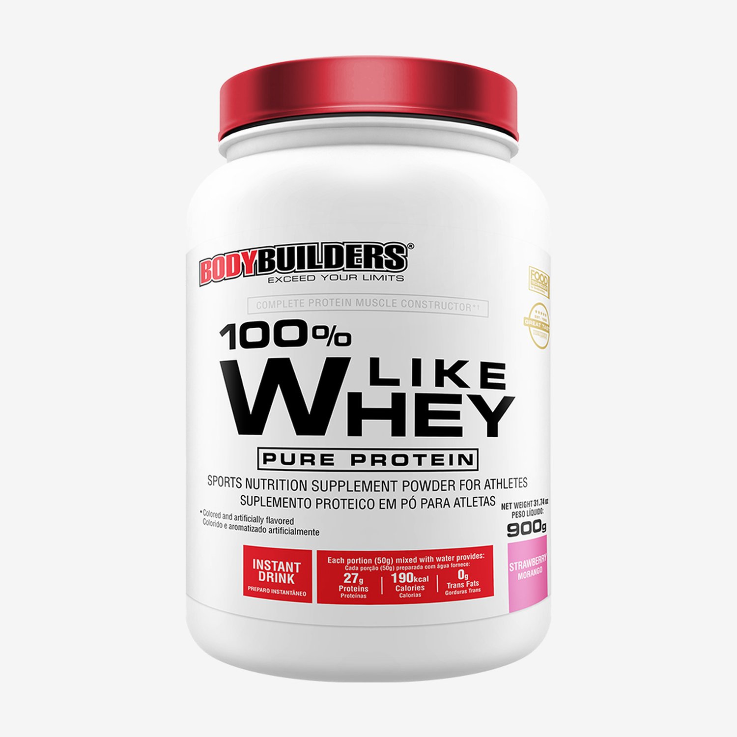 Kit Promocional Embalagem c/ 6 unid 100%PURA DO LEITE LIKE WHEY PROTEIN 900g MORANGO