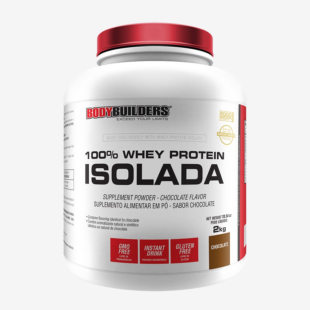 100% Whey Protein Isolada Zero Lactose Bodybuilders Chocolate 2kg