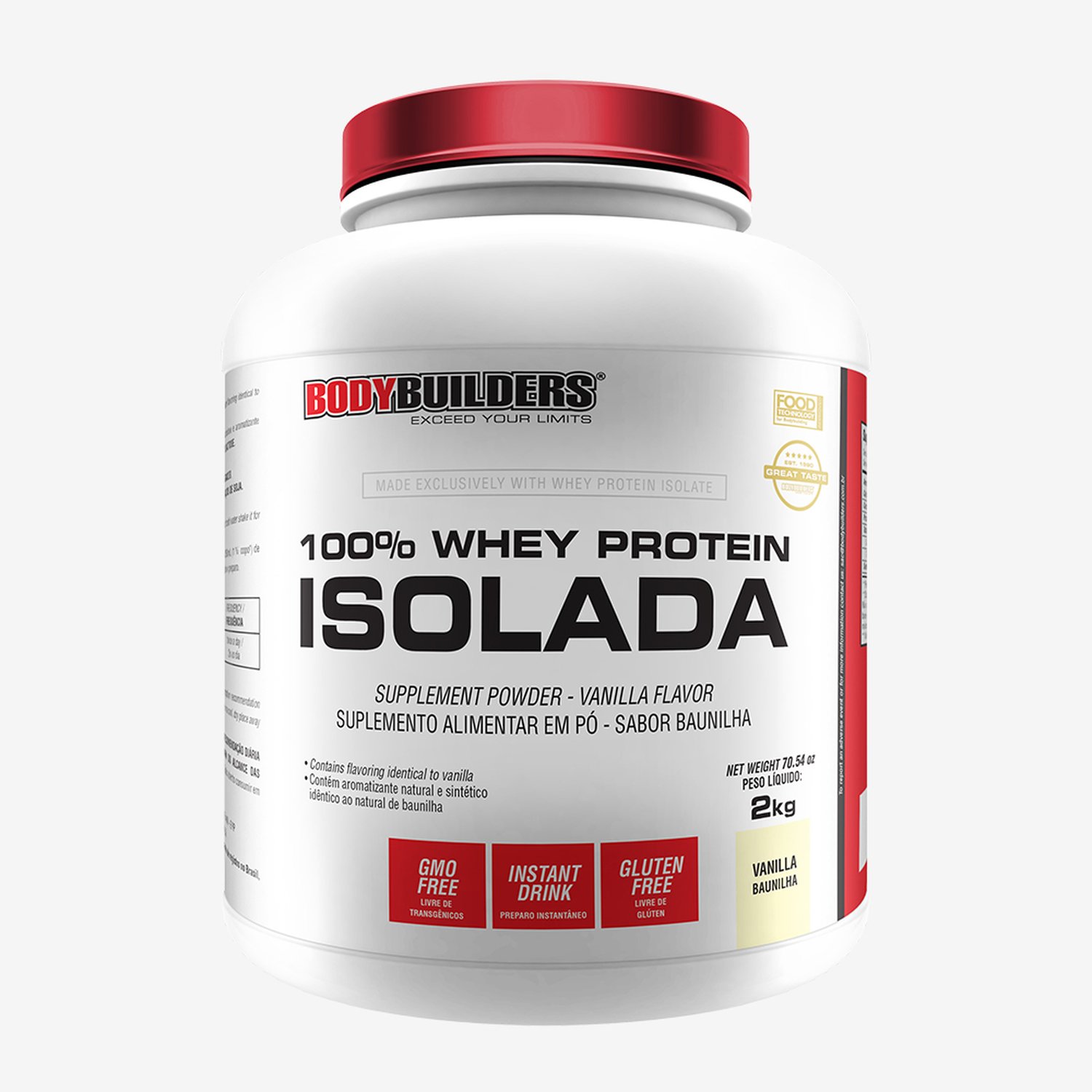 100% Whey Protein Isolada Zero Lactose Bodybuilders Baunilha 2kg