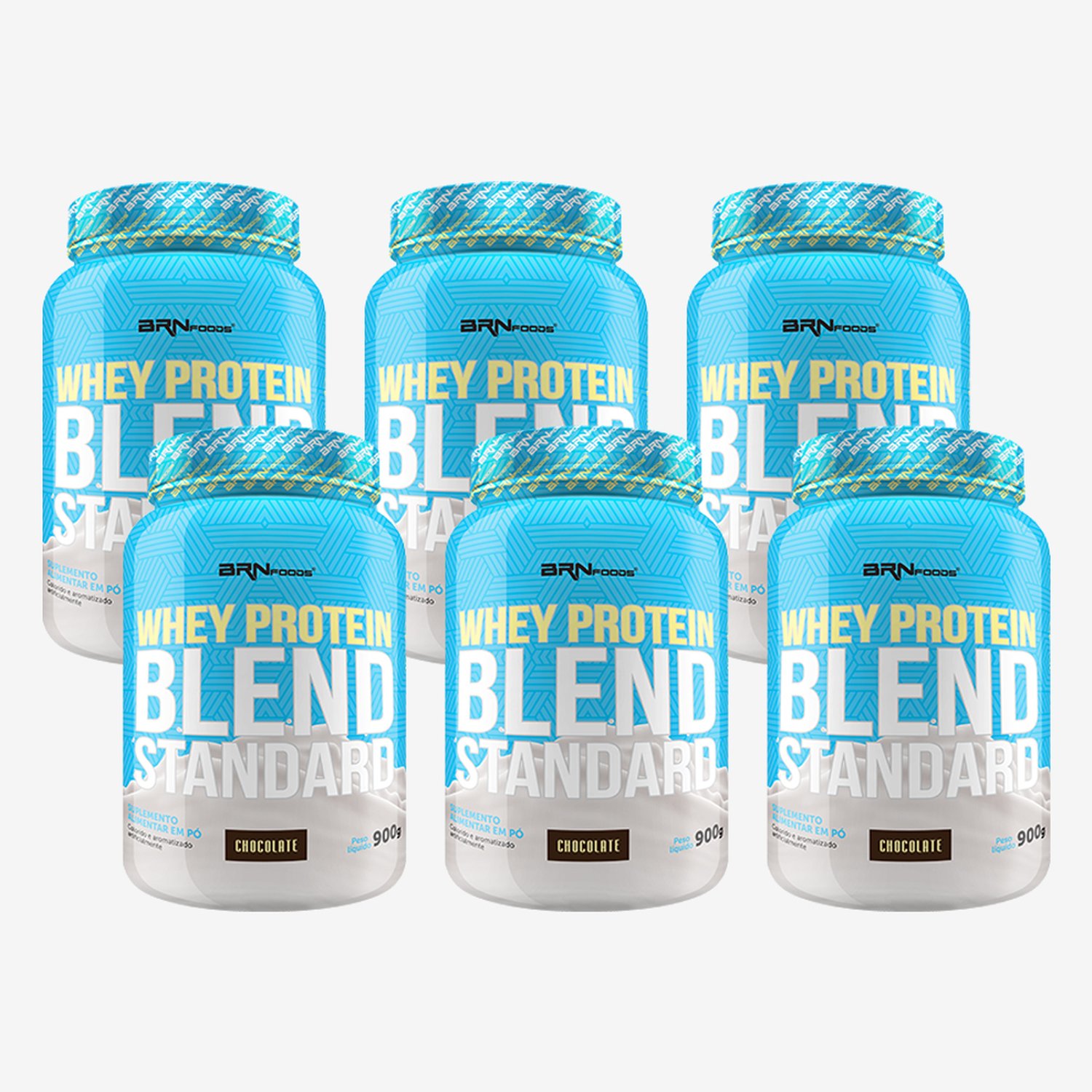 Kit Promocional Embalagem c/ 6 unid Whey Protein Blend 900g Chocolate Foods