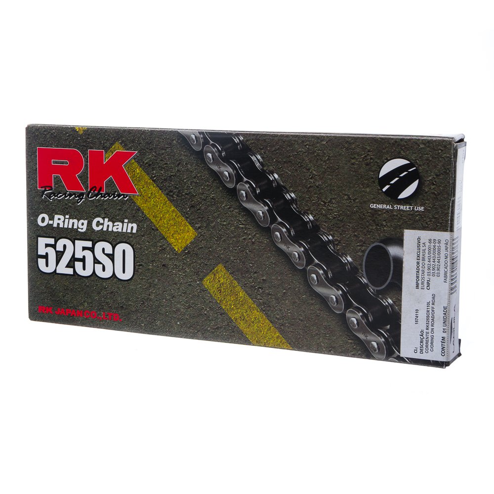 Corrente Rk 525Sox110L C/Oring E Emenda Rebite On Road