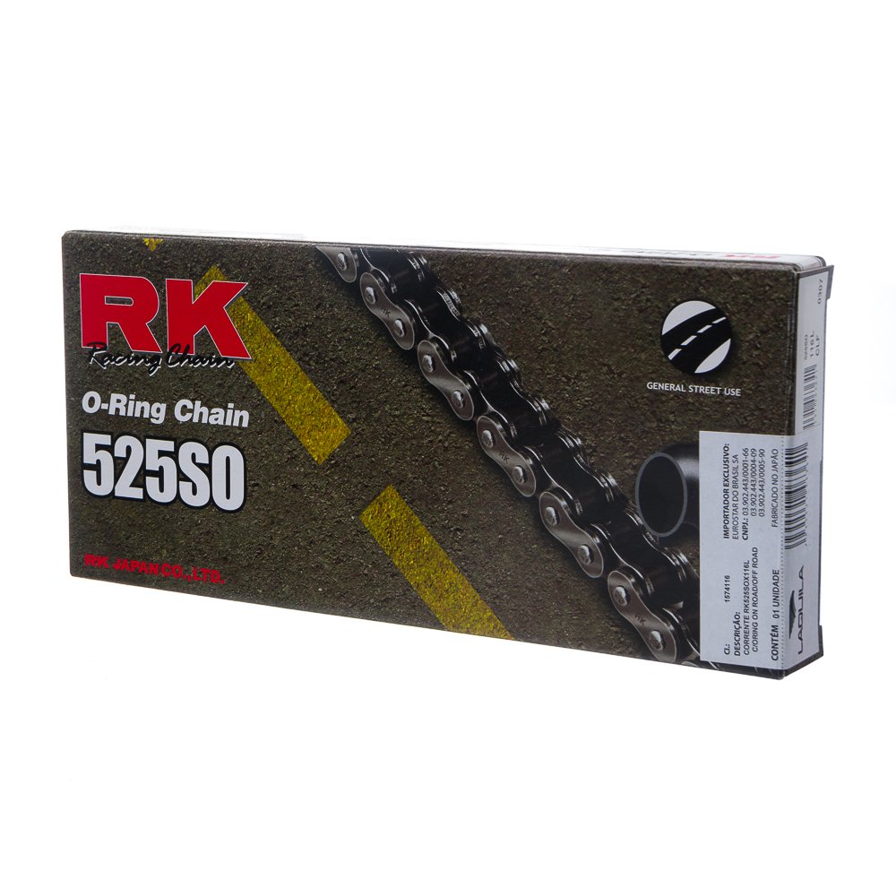 Corrente Rk 525Sox116L C/Oring E Emenda Rebite On Road