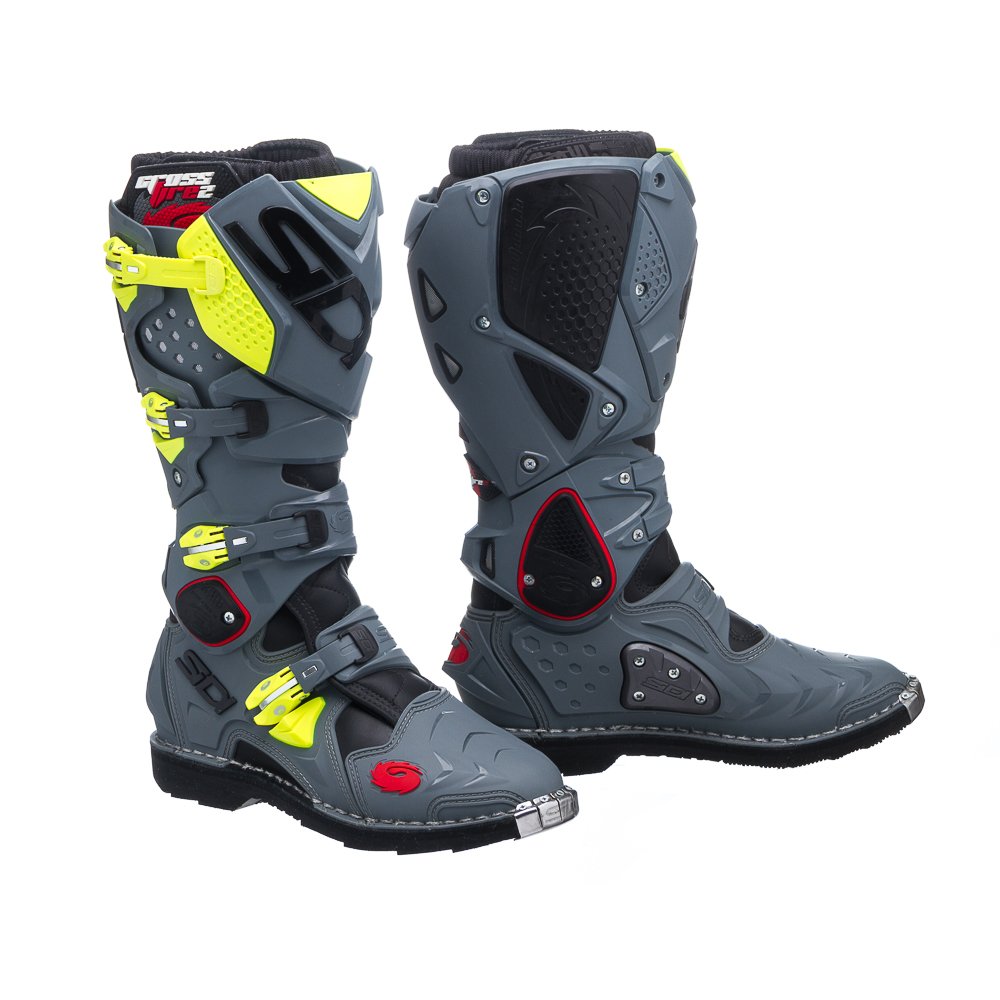 Bota Cross Sidi Crossfire2 - Cinza-Preta-Amar Fluor Br-39