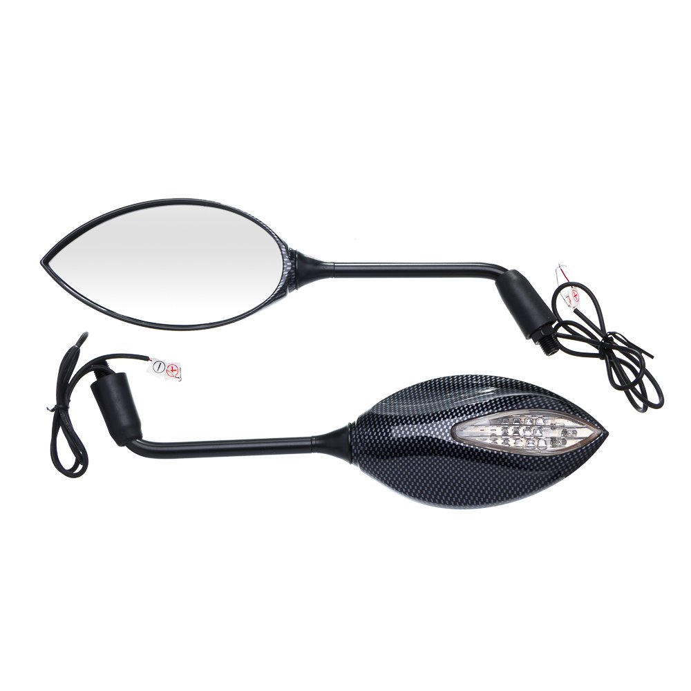 Espelho Retrov. Esportivo Carbono Moto X Oval Com Led