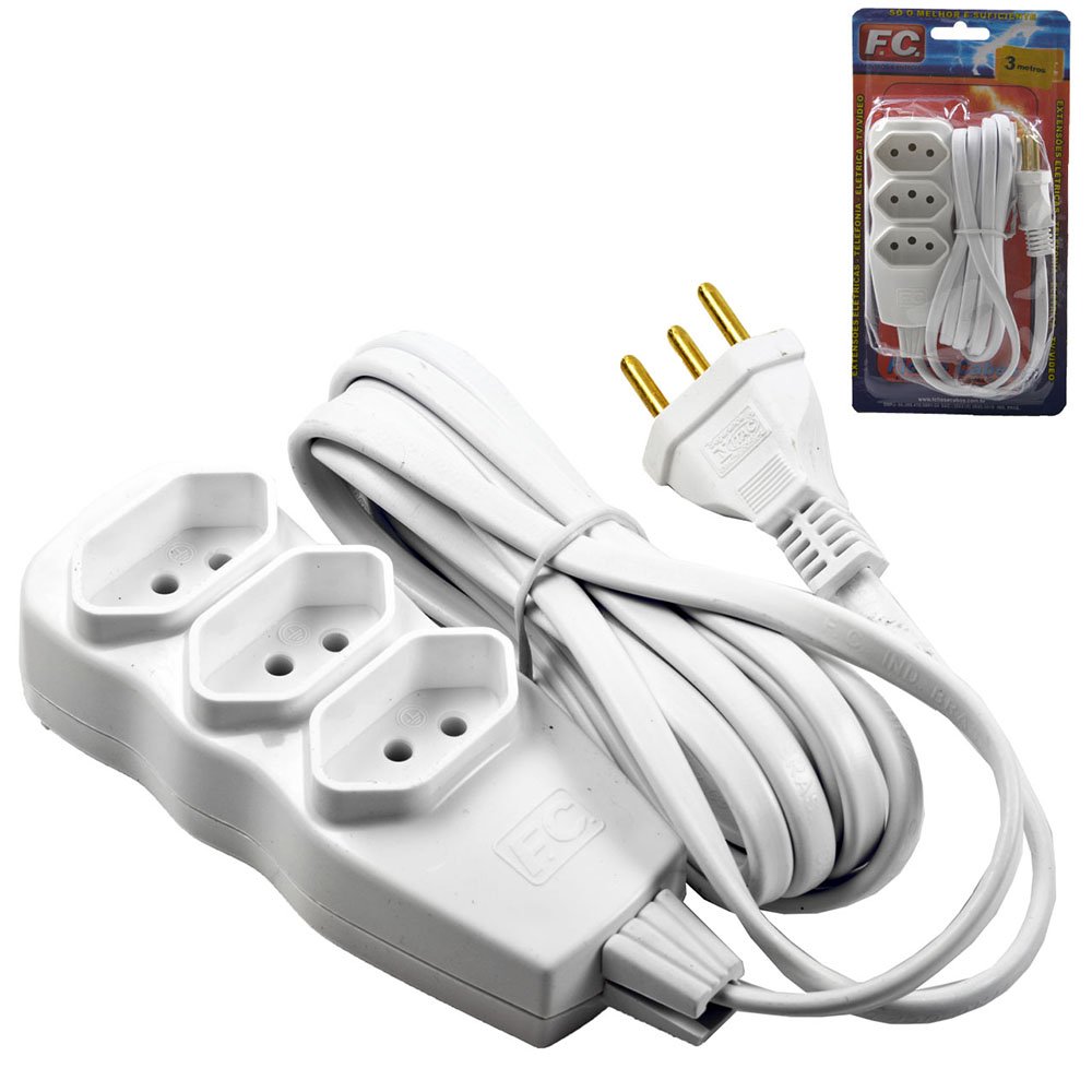 EXTENSAO 3M 25423/2542 250V 10A (3X0,75M ) FC°