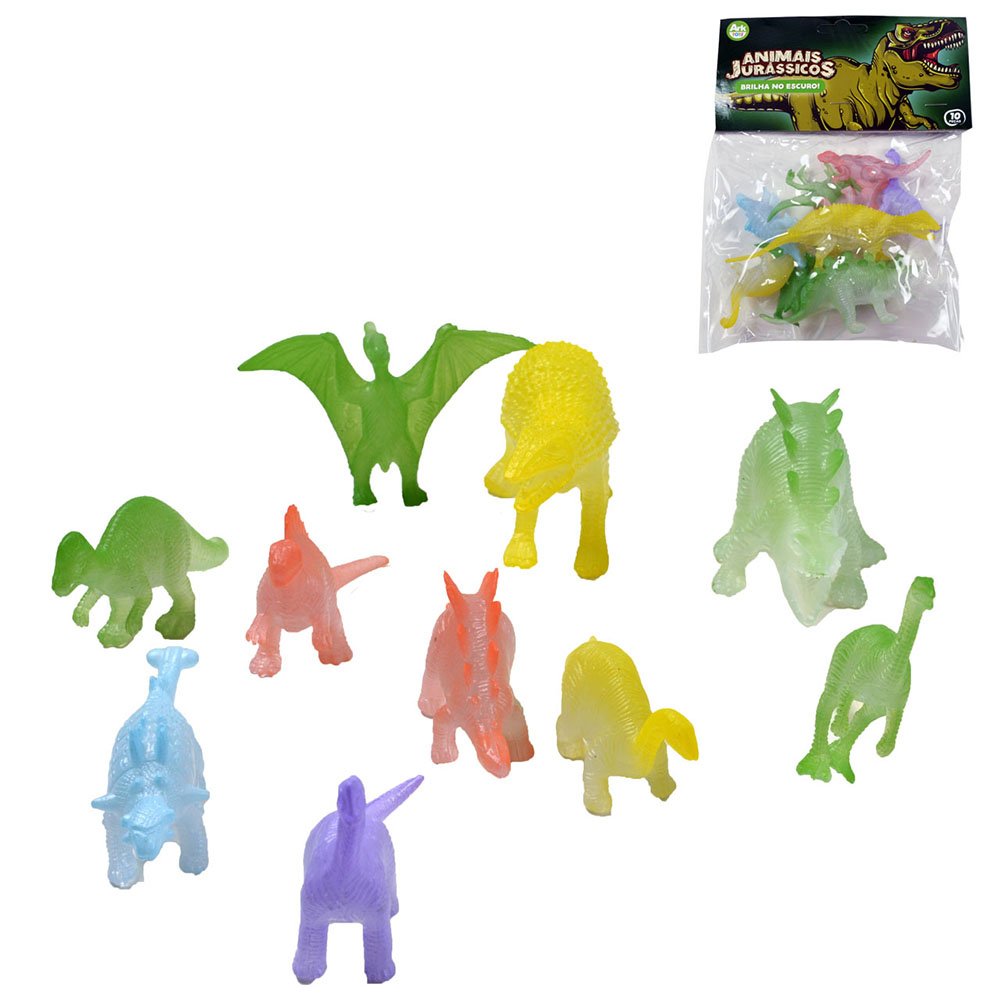 KIT DINOSSAURO (10PCS) AKT3062 BRILHA NO ESCURO ARK TOYS