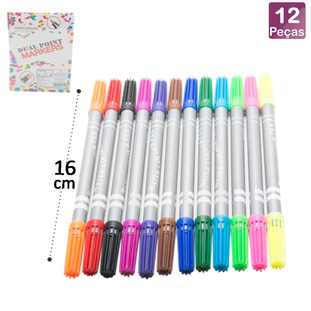 CANETINHA HIDROCOR (12PCS) ST40102/6571 PONTA DUPLA COLOR