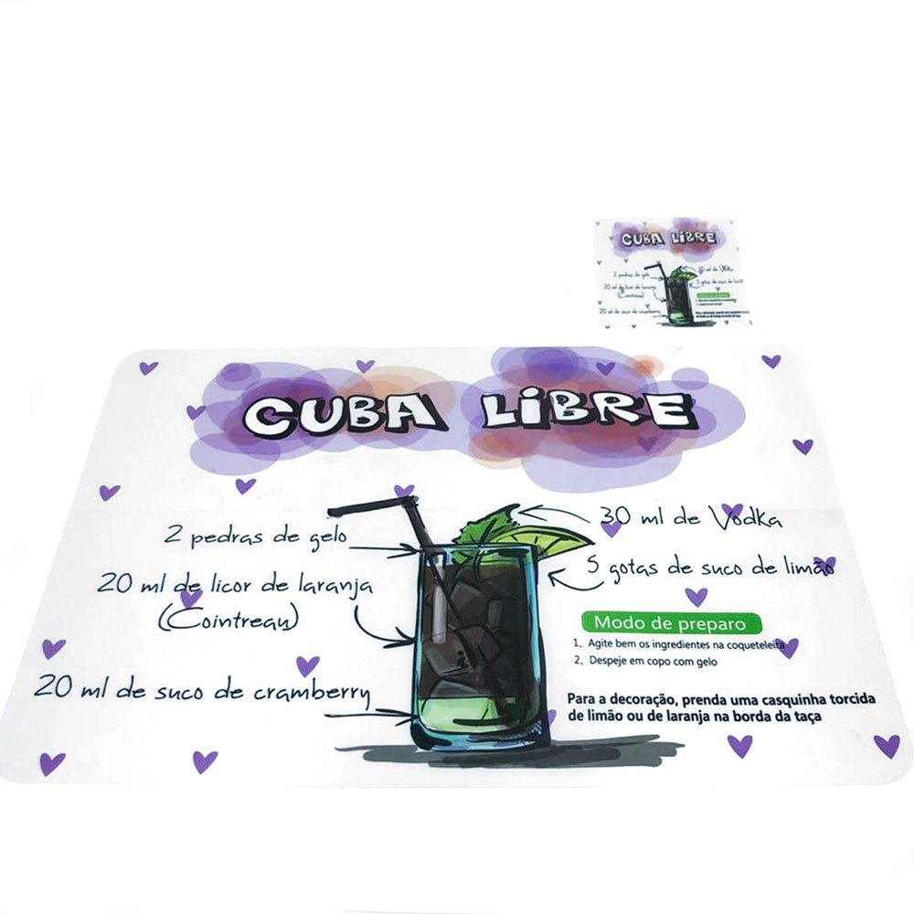JOGO AMERICANO (8PCS) GDR0230 FRASES BEBIDA C/PORTA COPO