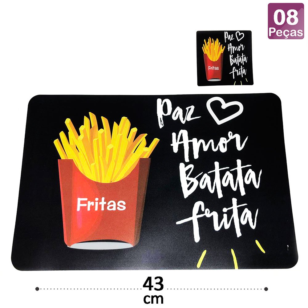 JOGO AMERICANO (8PCS) GDR0230 FRASES BEBIDA C/PORTA COPO