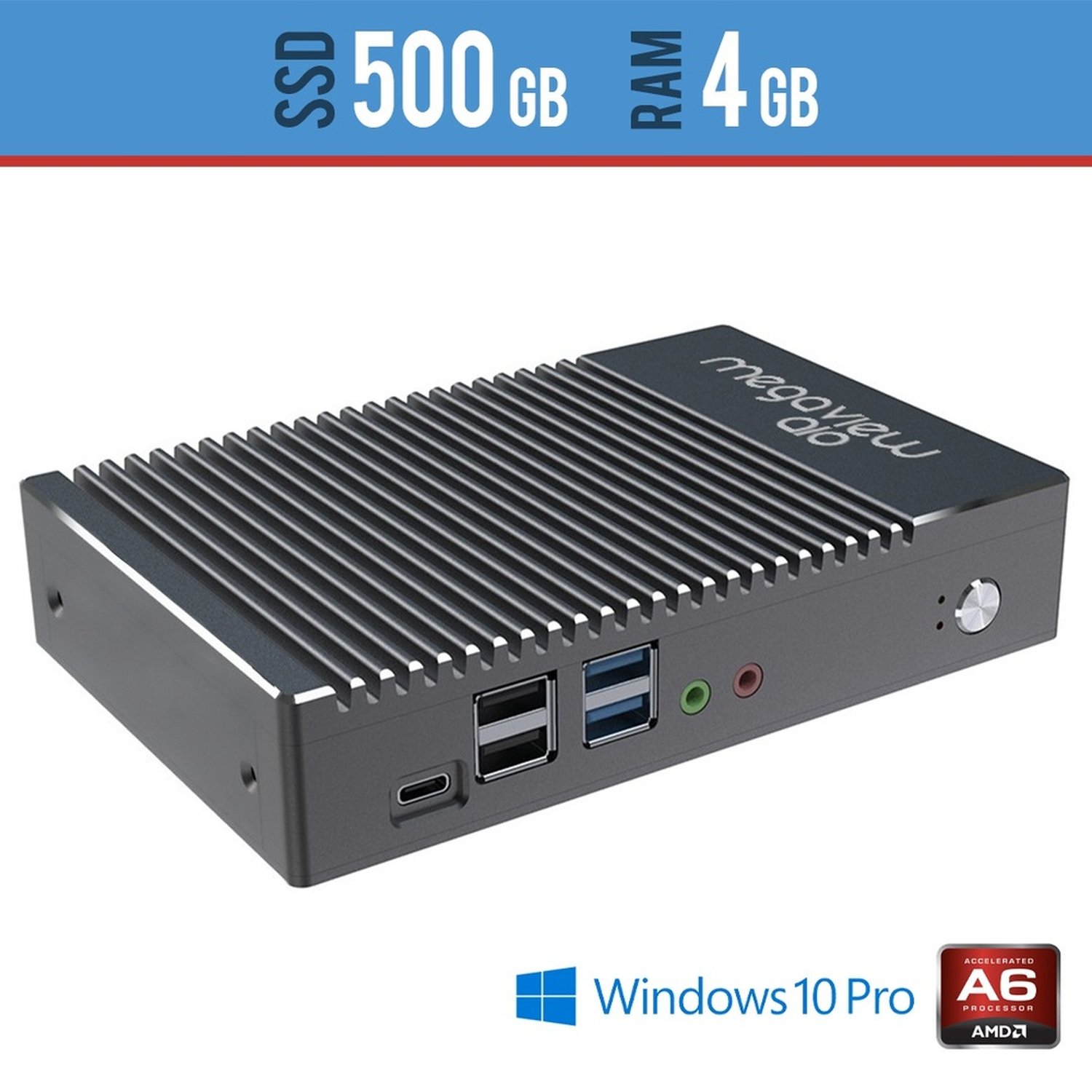 Mini Pc Megaview K1 Amd- 4gb Windows Pro Com Ssd500gb