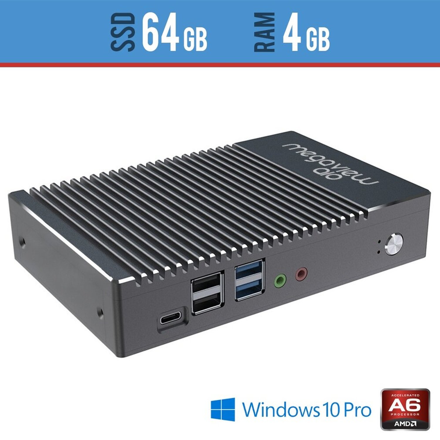 Mini Pc Megaview K1 Amd- 4gb Windows Pro Com Ssd64gb