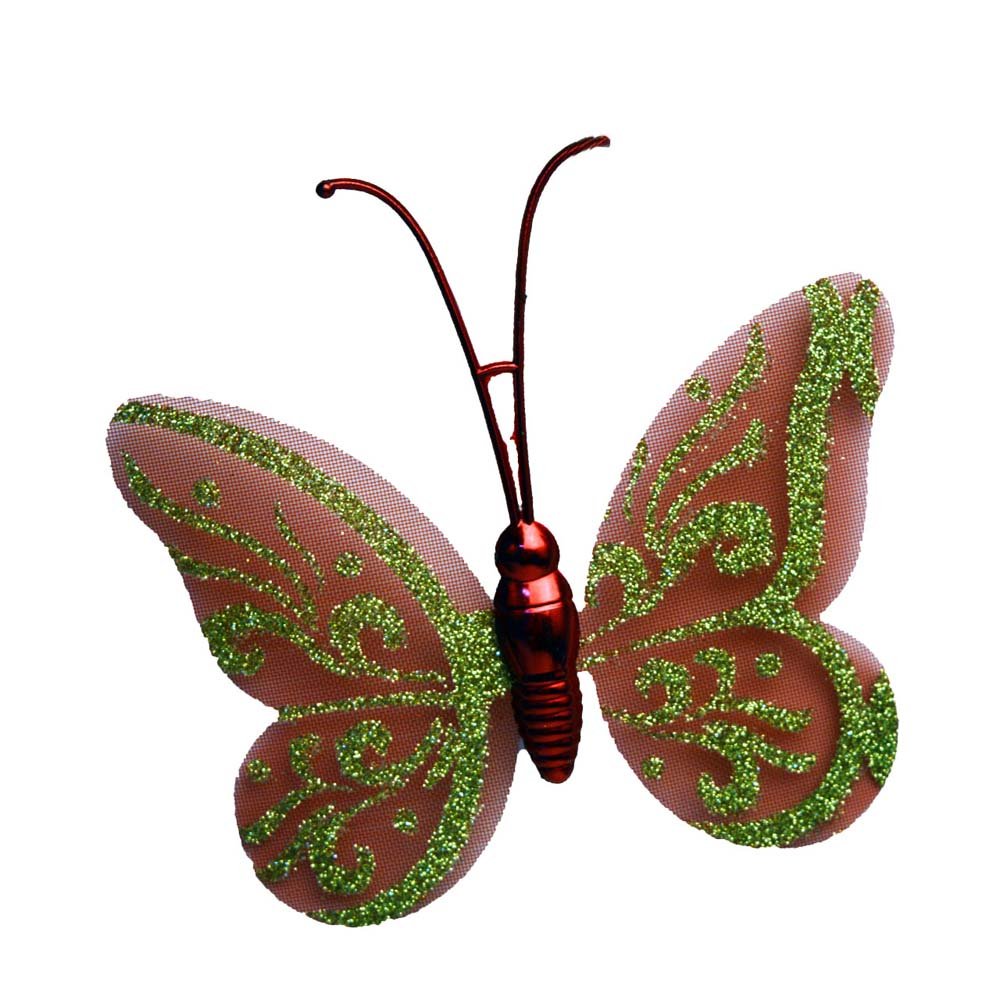 Pendente De Natal Borboleta Com Glitter