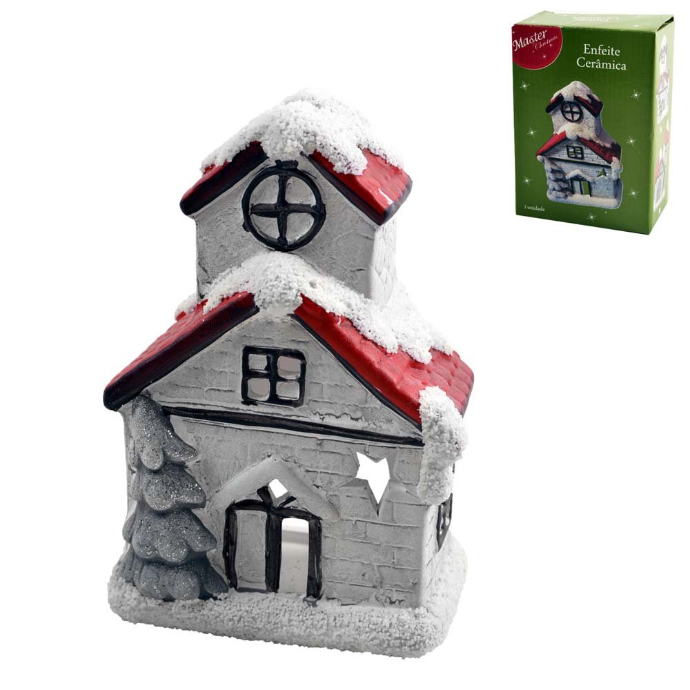 Enfeite De Natal Castical Casinha Ceramica Sortid