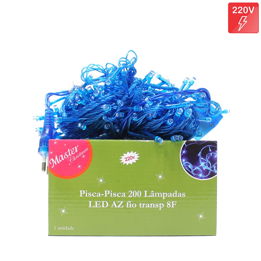 Pisca Pisca Com 200 Lampadas De Led 220V Azul