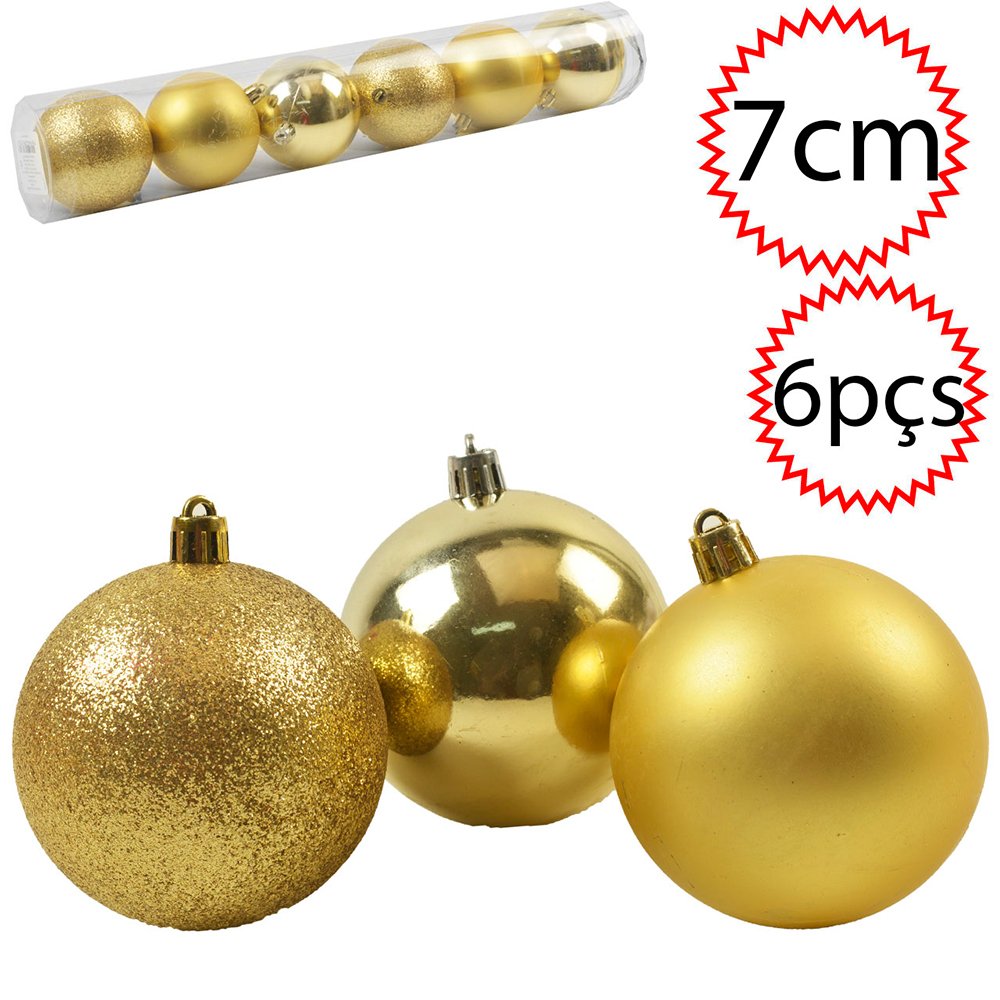 Bola De Natal 6 Peças Dourado